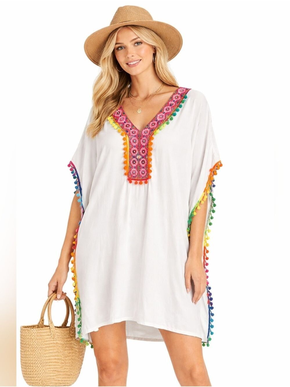 SAHIBA White Embroidered Beach Cover Up Size XL NWT